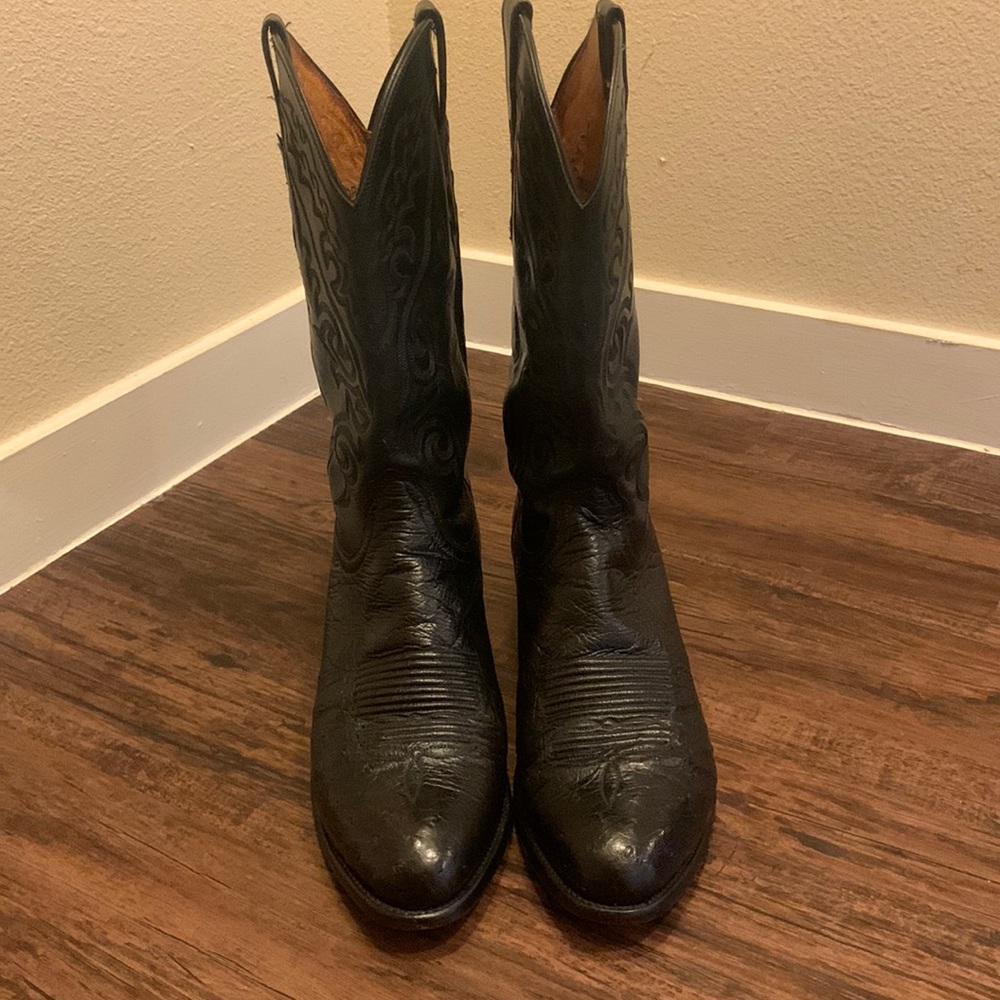 Lucchese 10/12 D Ostrich Skin Roper Boots